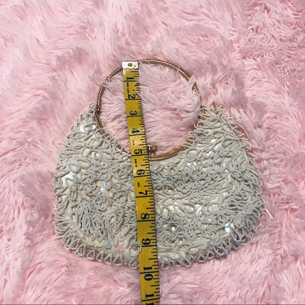 Vintage Sequin and Pearl Handbag with Gold Handle - Picture 9 of 11